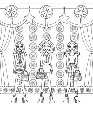 Bratz dolls at a fashion festival coloring pages