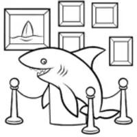 Shark hosting an art gallery