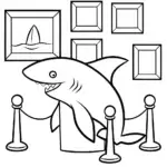 Shark hosting an art gallery