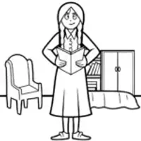 Wednesday Addams at the riddle contest