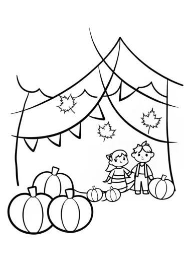 A coloring page of Demon Slayer harvest festival fun