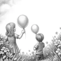 Kids painting balloons in a meadow