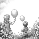 Kids painting balloons in a meadow