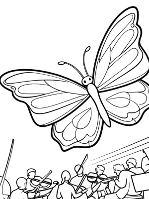 Butterfly conducting a symphony coloring pages