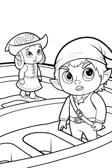 A coloring page of Monsters in a magical maze