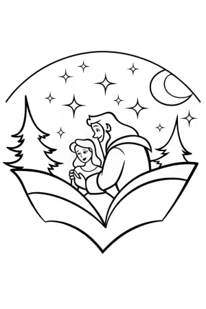 Belle and the Beast’s starry night coloring pages
