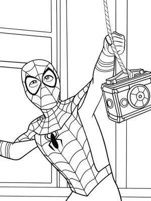 Miles Morales and the magical music box coloring pages