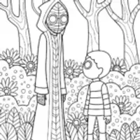 Enderman and villager in a forest