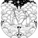 Cloud gardeners in a magical sky