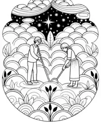 Cloud gardeners in a magical sky