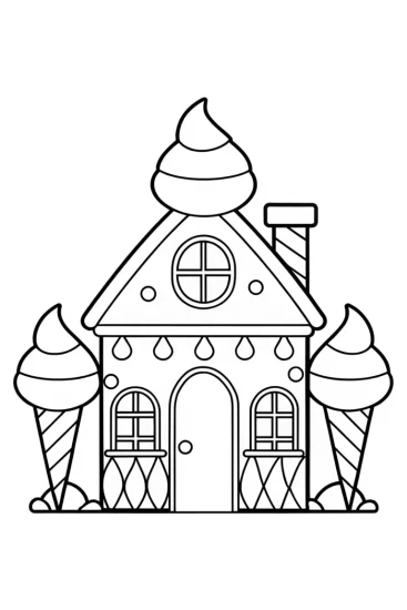 A coloring page of Rainbow Friends ice cream factory