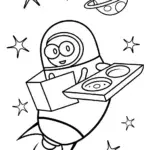 Minion delivering pizza in space