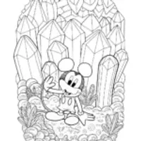 Mickey Mouse exploring a crystal cave