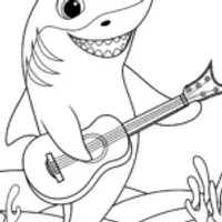 Shark playing seaweed guitar