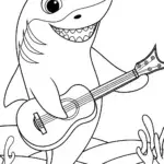 Shark playing seaweed guitar