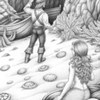 Mermaid guiding a lost explorer