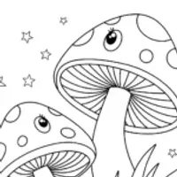 Dancing mushrooms in the night sky