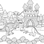 Dinosaurs building a castle