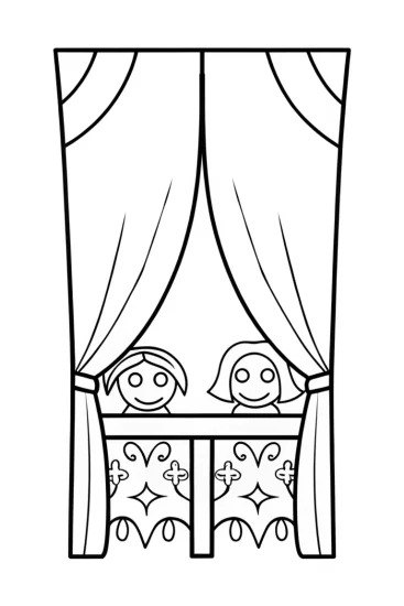A coloring page of Demon Slayer shadow puppet show
