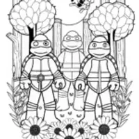 Teenage Mutant Ninja Turtles in a garden