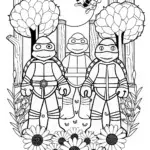 Teenage Mutant Ninja Turtles in a garden