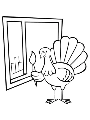 Turkey painting a mural coloring pages