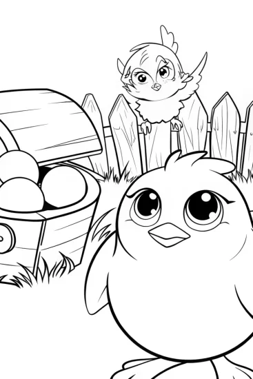 A coloring page of Chick’s magical dreamscape adventure