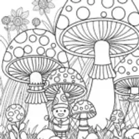 Mushroom orchestra in the meadow