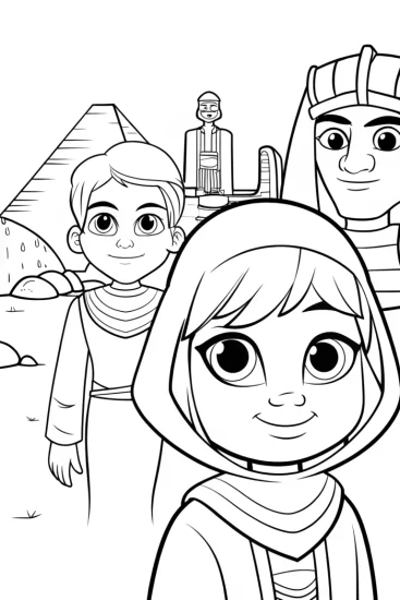A coloring page of Rainbow Friends time-traveling fun