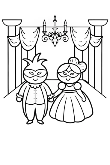 A coloring page of Shopkins masquerade ball