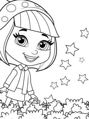 Gabby exploring a star garden coloring pages