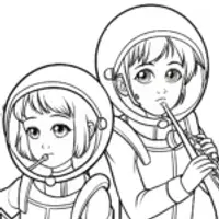 Anime astronauts crafting instruments