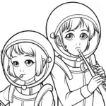 Anime astronauts crafting instruments
