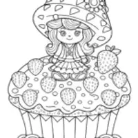 Strawberry Shortcake on a giant cookie