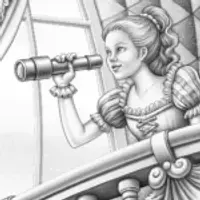 Princess gazing through a telescope