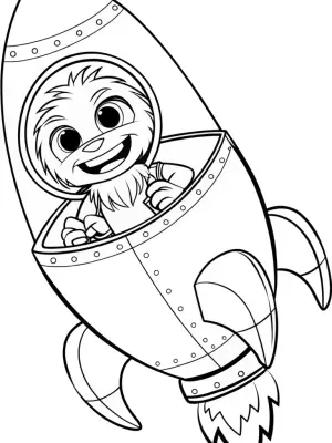 Huggy Wuggy in a poppy rocket coloring pages