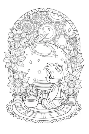Super Sonic’s cosmic tea ceremony coloring pages