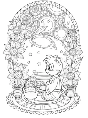 Super Sonic’s cosmic tea ceremony coloring pages