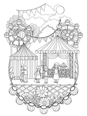 Rainbow High students at art carnival coloring pages