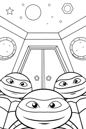 TMNT cosmic escape room adventure coloring pages