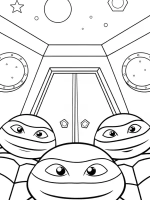 TMNT cosmic escape room adventure coloring pages