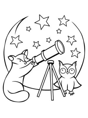 Animal astronomers charting the stars coloring pages