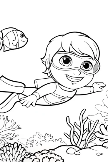 A coloring page of Flash’s underwater adventure