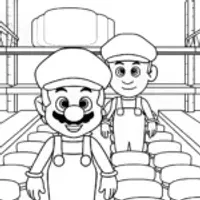 Mario and Luigi in a cheese factory