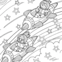 Star characters racing in the sky