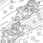 Star characters racing in the sky