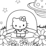 Hello Kitty in a space garden