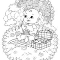 Baby on a cloud picnic