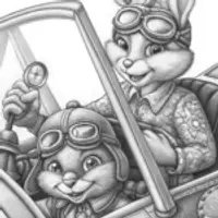 Bunny pilot and chick explorer