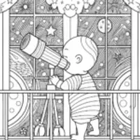 Baby astronomer stargazing